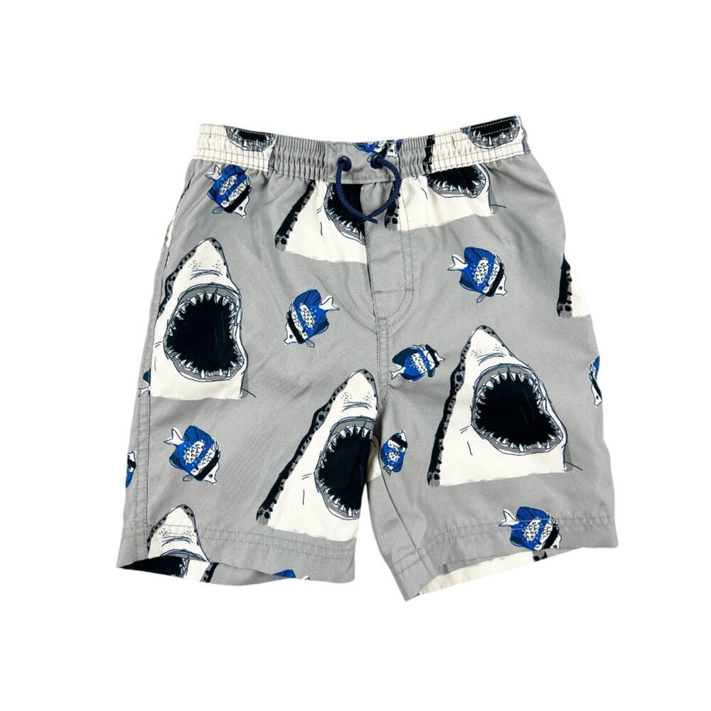 Tea Collection Full Length Swim Trunks Shorts In Grey Shark Snack boys size 5